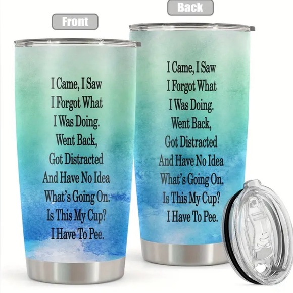 SARCASTIC 20oz Stainless Steel Insulated Tumble & Lid “I CAME I SAW I FORGOT…” - Picture 3 of 6